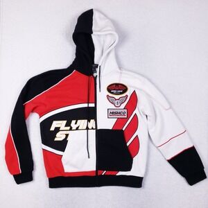 Forever 21 Men Racing Patch Hoodie Size L Colorblock Flying Star Retro